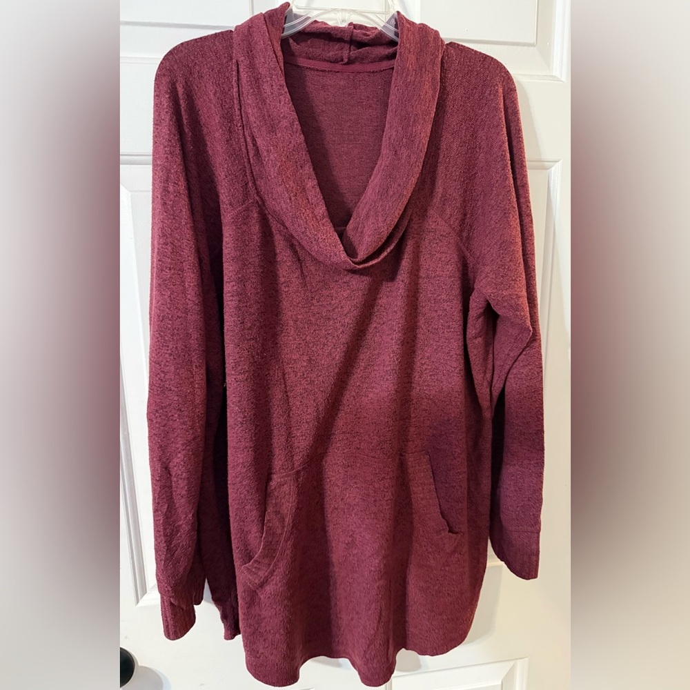 Torrid 2X Burgundy Cowl Neck Sweater with pockets